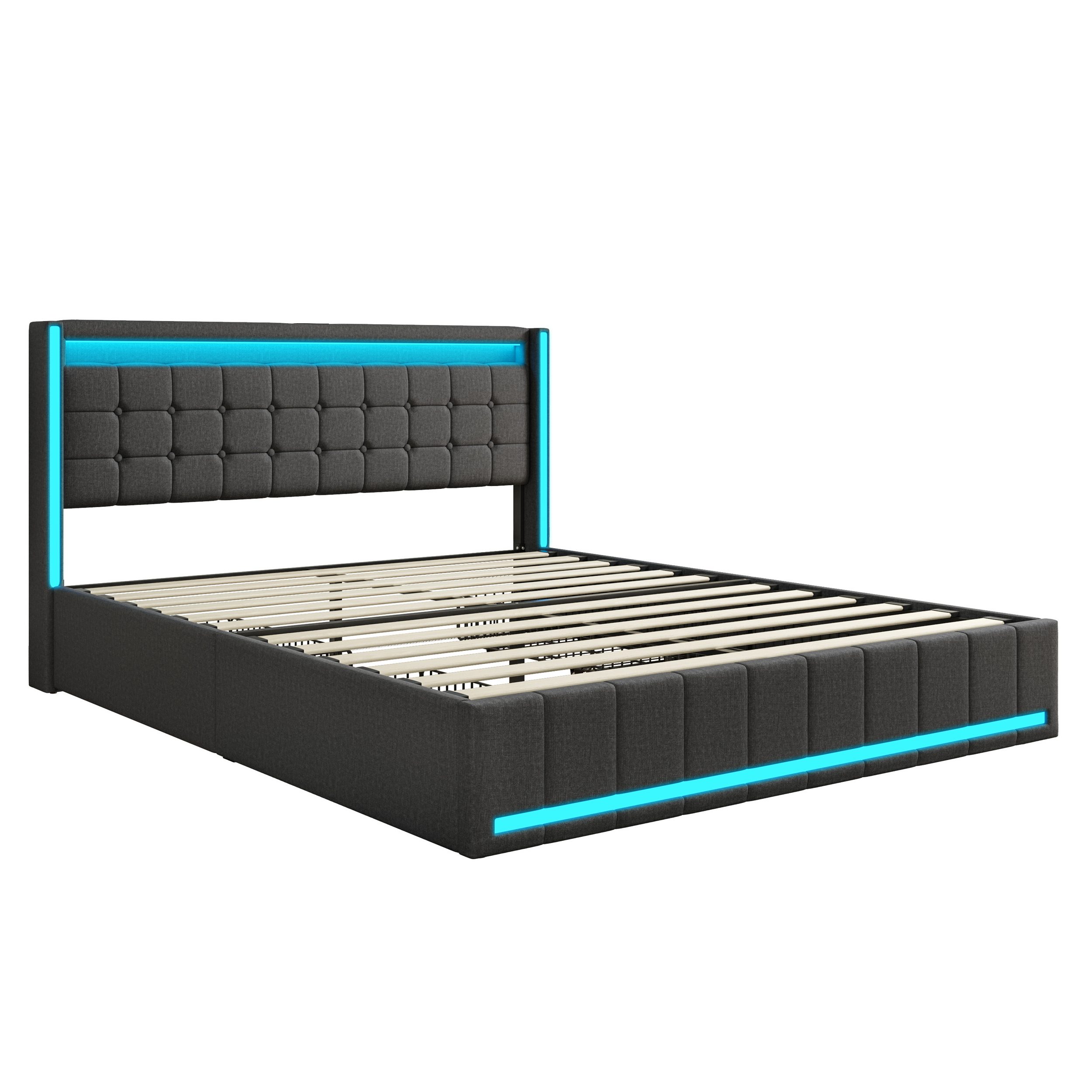 Polsterbett LED Doppelbett-grau 1